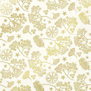 Bright Winter Branches Cream/Gold Lunch Napkins