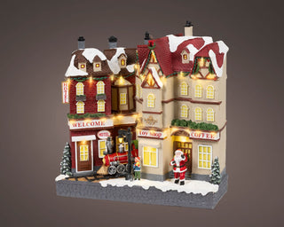 LED Village Scene with Hotel & Toy Shop Ornament