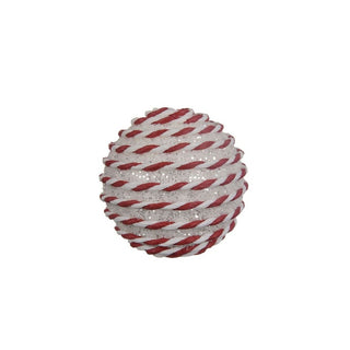 Winter White Glitter with White & Red String Bauble