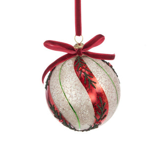 Pearl with Red Glass Aurelia Bauble 8cm