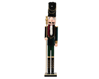 Green Velvet with Glitter Spots Nutcracker Holding Sceptre 89cm
