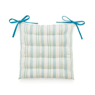 Livie Ticking Stripe Seat Pad Green