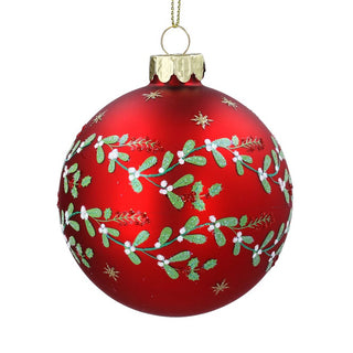 Red Mistletoe Garland Glass Bauble