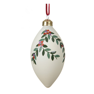 Matt White Trailing Branch with Berries Finial