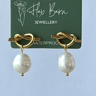 Tarnish Resistant Pearl Knot Studs