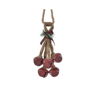 Red Metal Bells Jute Tree Decoration
