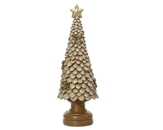 Soft Gold Glitter Tree with Bows Ornament