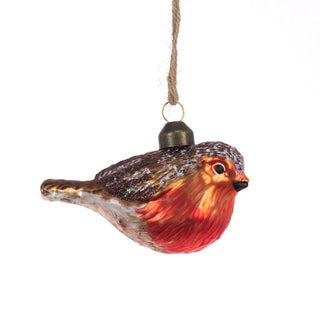 Glass Robin Tree Decoration 6cm