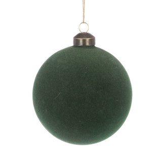 Glass Velvet Green Bauble 10cm