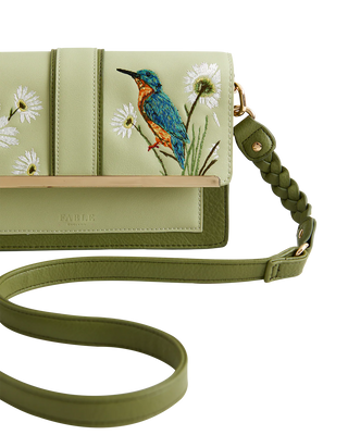 Embroidered Kingfisher Cross Body Bag