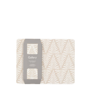 Leaf ZigZag Ecru Placemat and Coaster Set