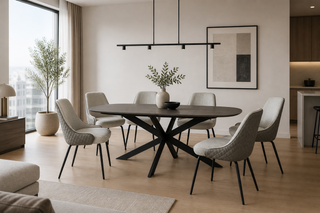 Sadia 2m Oval Dining Table Smoke with Six Dining Chairs