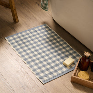 Barton Check Bath Mat Denim Blue