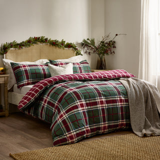 Braemar Check Double Duvet Set Berry/Pine