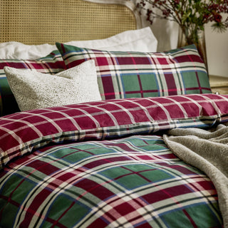 Braemar Check Double Duvet Set Berry/Pine