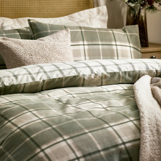 Braemar Check Double Duvet Set Green/Natural