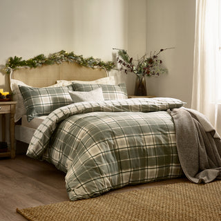 Braemar Check Super King Duvet Set Green/Natural
