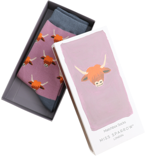 Women's Matchbox Socks Highland Cows