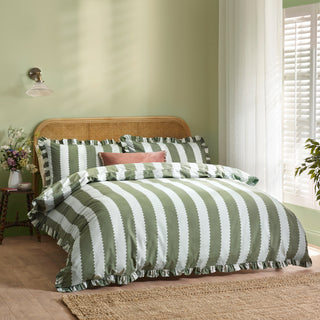 Birdie Stripe Double Duvet Set Baygreen/Mist