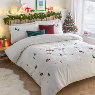 Christmas Together Single Embroidered Fleece Duvet Cover Set