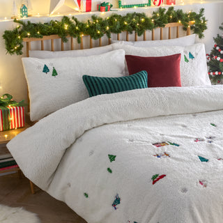 Christmas Together Double Embroidered Fleece Duvet Cover Set