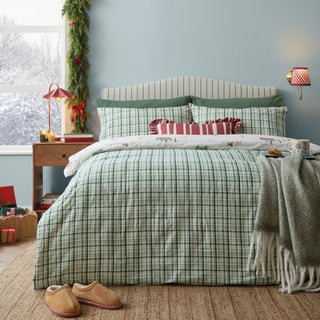 Christmas Tree Lane King Duvet Set Natural/Sage