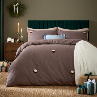 Christmas Pudding Tufted Brushed Double Duvet Cover Set Chocolate