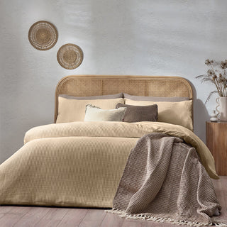 Chunky Waffle Double Duvet Set Linen