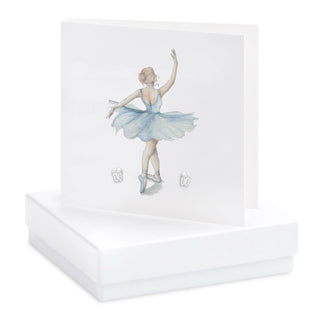 Blue Ballerina Sterling Silver Ballet Shoe Stud Boxed Earrings