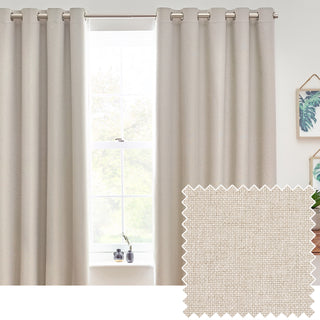 Dawn Textured Blackout Eyelet Curtains Linen 229x229cm