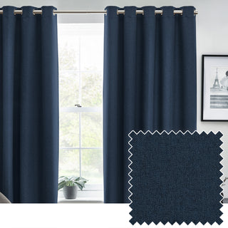 Dawn Textured Blackout Eyelet Curtains Midnight 229x229cm