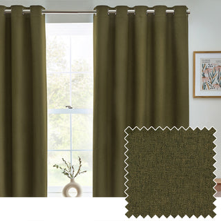 Dawn Textured Blackout Eyelet Curtains Olive 168 x 183cm
