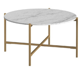 Shoreditch Round Baswara Marble & Brass Coffee Table