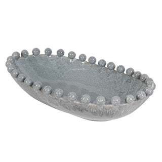 Reactive Blue Glaze Oval Bowl