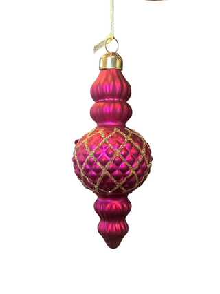 Cerise Trellis Glitter Design Ornate Tree Decoration