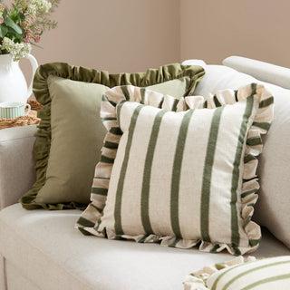 Effie Ruffle Cushion Sage/Green