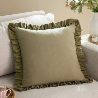 Effie Ruffle Cushion Sage/Green