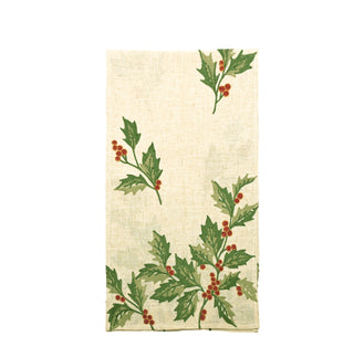 Embroidered Holly & Berry Table Runner