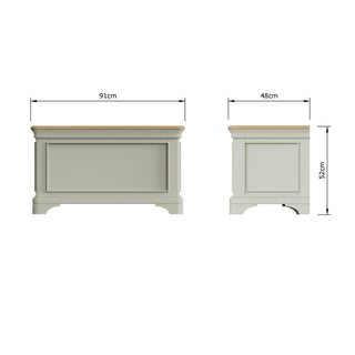 Faire Ottoman Blanket Box in Sage Green with Oak Top