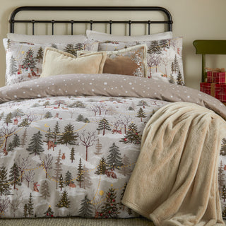 Forest Festivities Printed Double Duvet Cover Set Natural