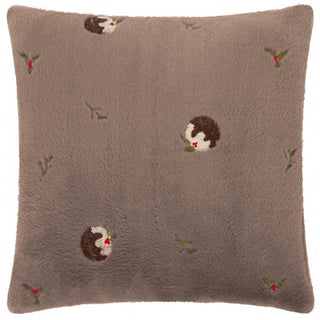 Festive Puddings Faux Fir Feather Filled Cushion Mocha