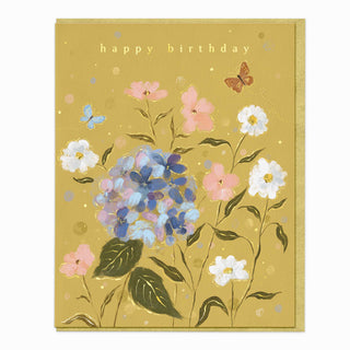 Golden Hydrangea Birthday Card