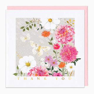Dahlias & Butterfly Thank You Card