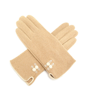 Brown Gloves with Button Details
