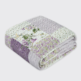 Melissa Lilac Patchwork Bedspread - 250 x 260 cm