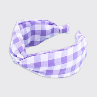 Gingham Wide Headband- Purple