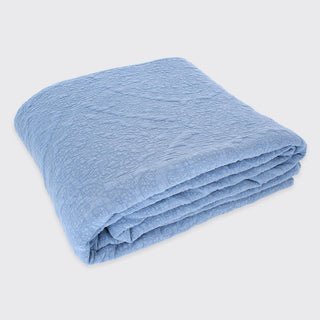 Stonewash Cotton Cornflower Blue Bedspread - 250 x 260 cm