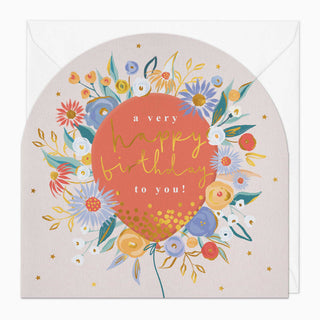 Floral-Burst Birthday Arch Card