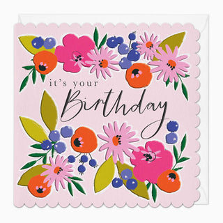 Bright Bloom Scallop Birthday Card