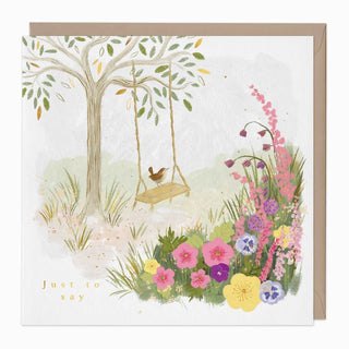 Swing Among the Flowers Card